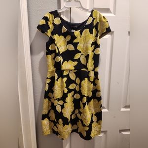 Enfocus Studio Womens Yellow & Black Floral Dress